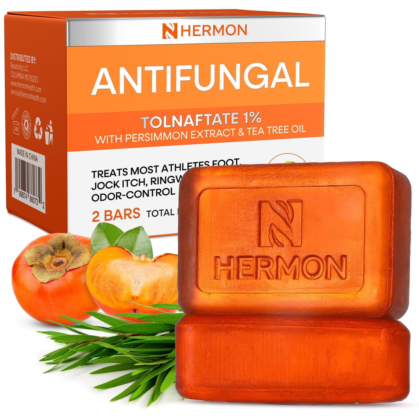 Hermon Antifungal Soap Bar: Antifungal Soap Treatment for Ringworm, Jock Itch & Athlete’s Foot with Tea Tree Oil - Medicated Odor-Neutralizing Beauty & Personal Care Hermon
