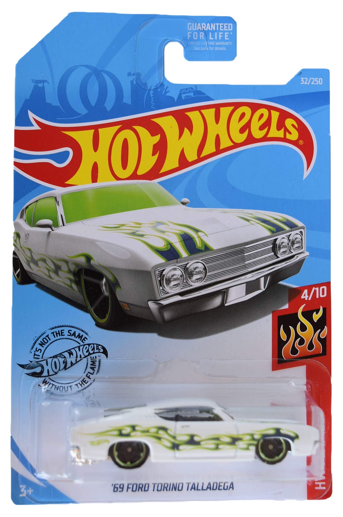 Hot Wheels Flames Series 4/10 '69 Ford Torino Talladega 32/250, White