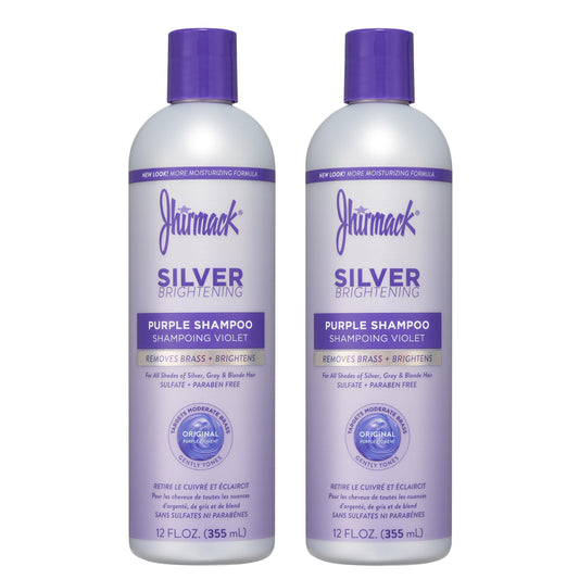 jhirmack Silver Brightening Purple Shampoo Set of 2 for all types of silver, grey, and blonde hair