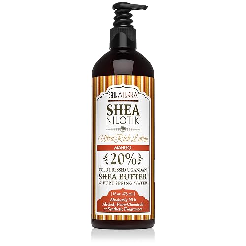 Shea Terra Organics Nilotik’ Shea Butter Ultra-Rich Lotion - Mango | Natural Daily Moisturizer High in Vitamins, Minerals & Fatty Acids