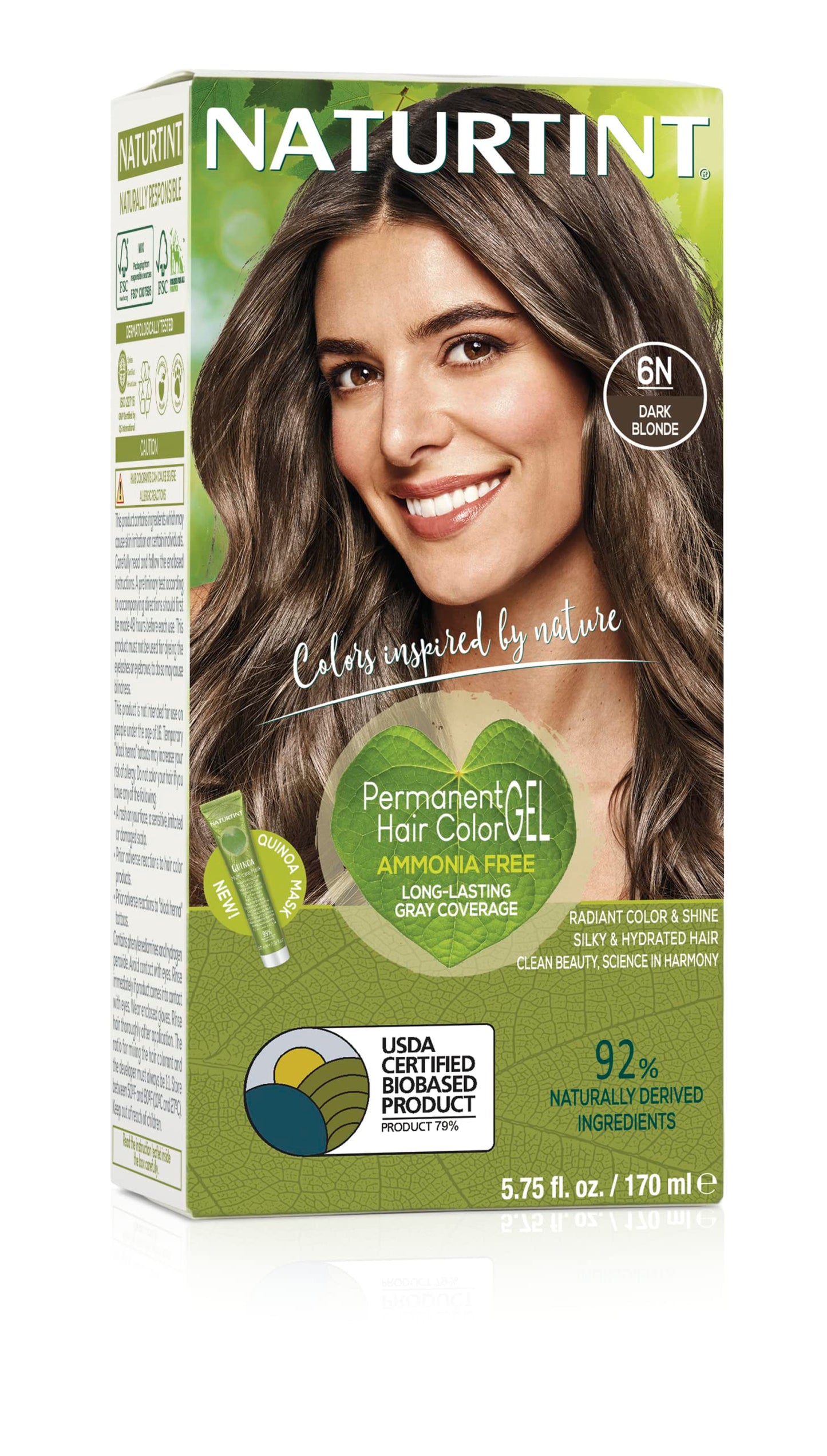Naturtint Permanent Hair Color 6N Dark Blonde (Pack of 1), Ammonia Free, Vegan, Cruelty Free, up to 100% Gray Coverage, Long Lasting Results