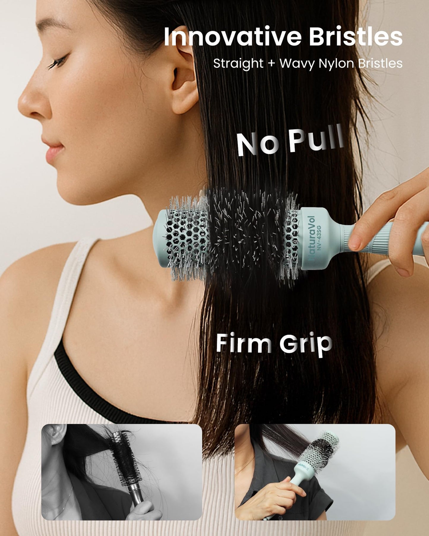 AIMIKE NaturaVol Round Brush for Blow Out, Round Hair Brush Nano Thermal Ceramic & Ionic Tech, for Blow Drying & Salon-like Styling at-home, Maximum Beauty and Personal Care AIMIKE
