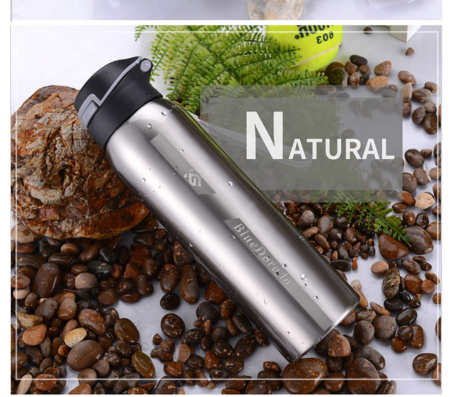 BlueDorado Stainless Steel Cycling Mug, Insulated Bike Water Bottle with Straw Lid & Flex Cap, BPA-Free, 18 Oz