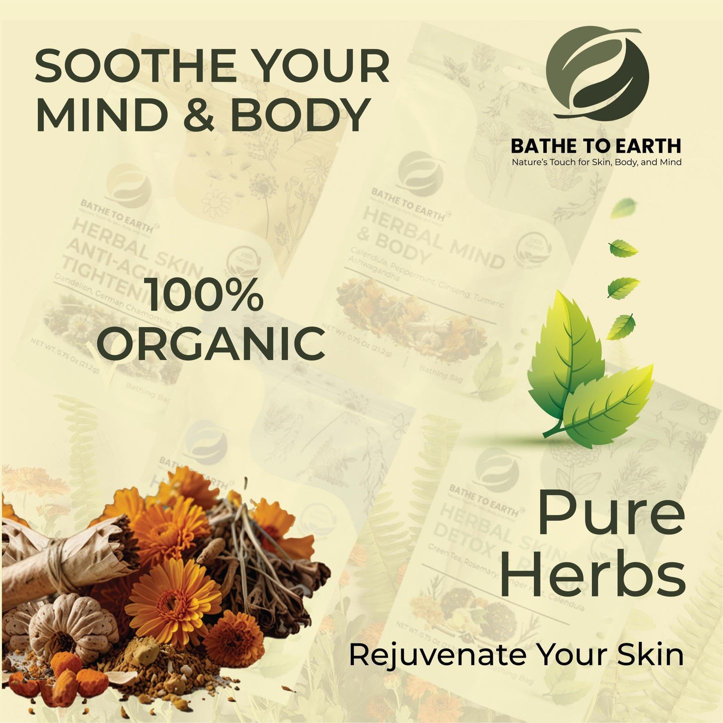 BATHE TO EARTH Herbal Bath Sets (Herbal Mind & Body)