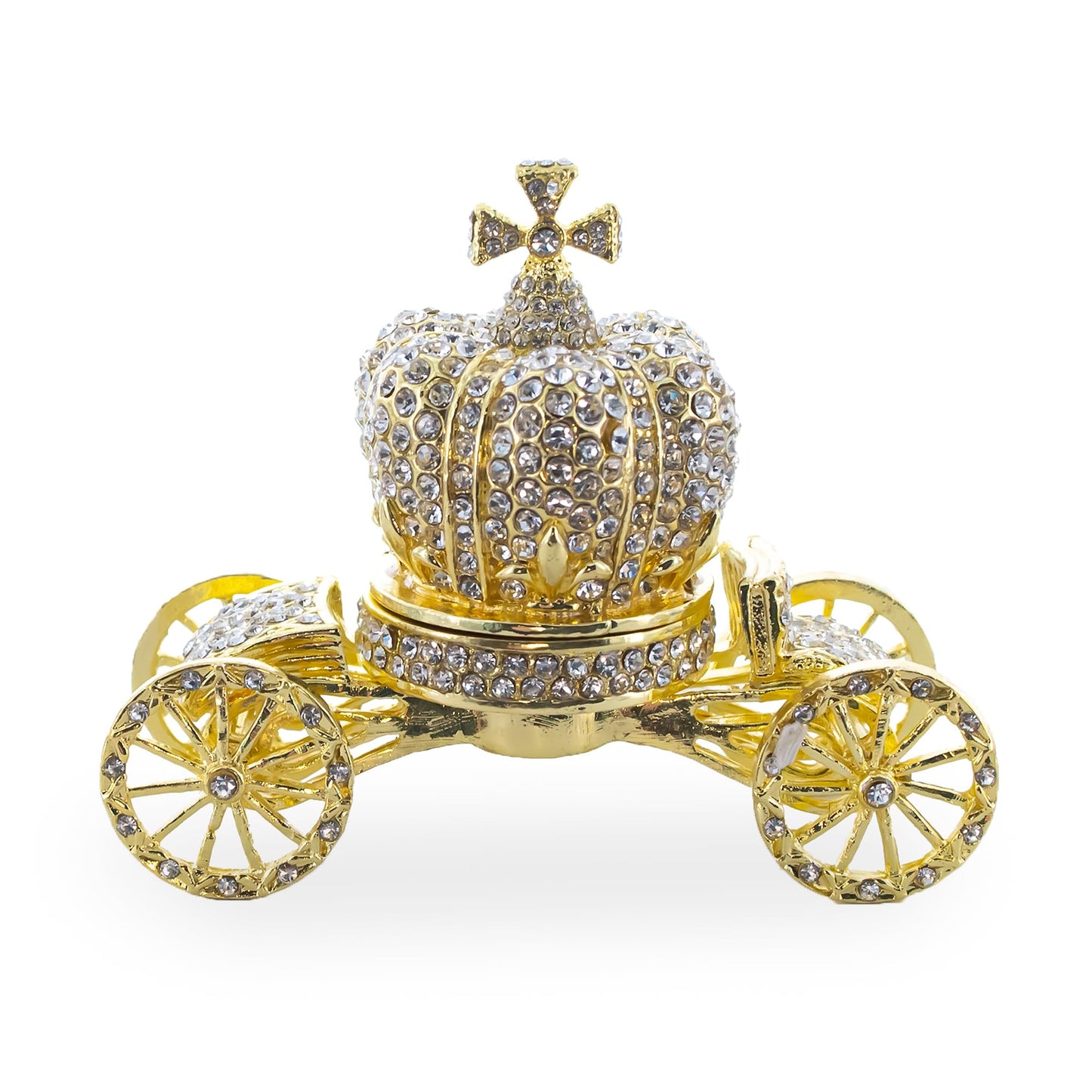 BestPysanky Crystal Coach Crown Jewelry Trinket Box Figurine