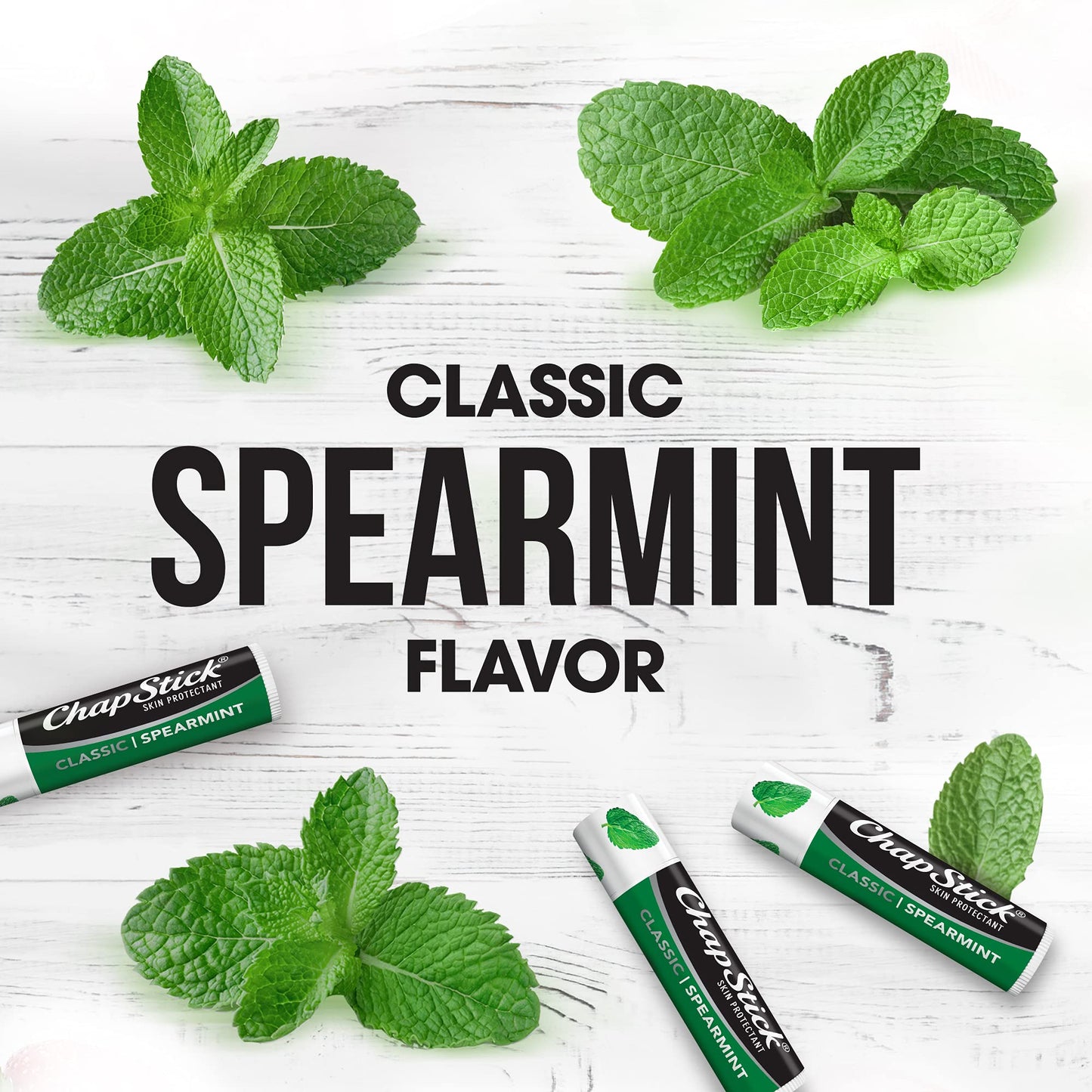 ChapStick Classic Spearmint Lip Balm Tubes, Spearmint ChapStick for Lip Care, Father's Day Gift - 0.15 Oz x 12
