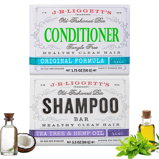 J.R.LIGGETT'S Tea Tree Formula Shampoo Bar and Conditioner Bar 2-Pack, All-Natural, Plant-Based Solid Hair Care Set, Sulfate-Free, 3.5 oz Shampoo Beauty & Personal Care J·R·LIGGETT'S