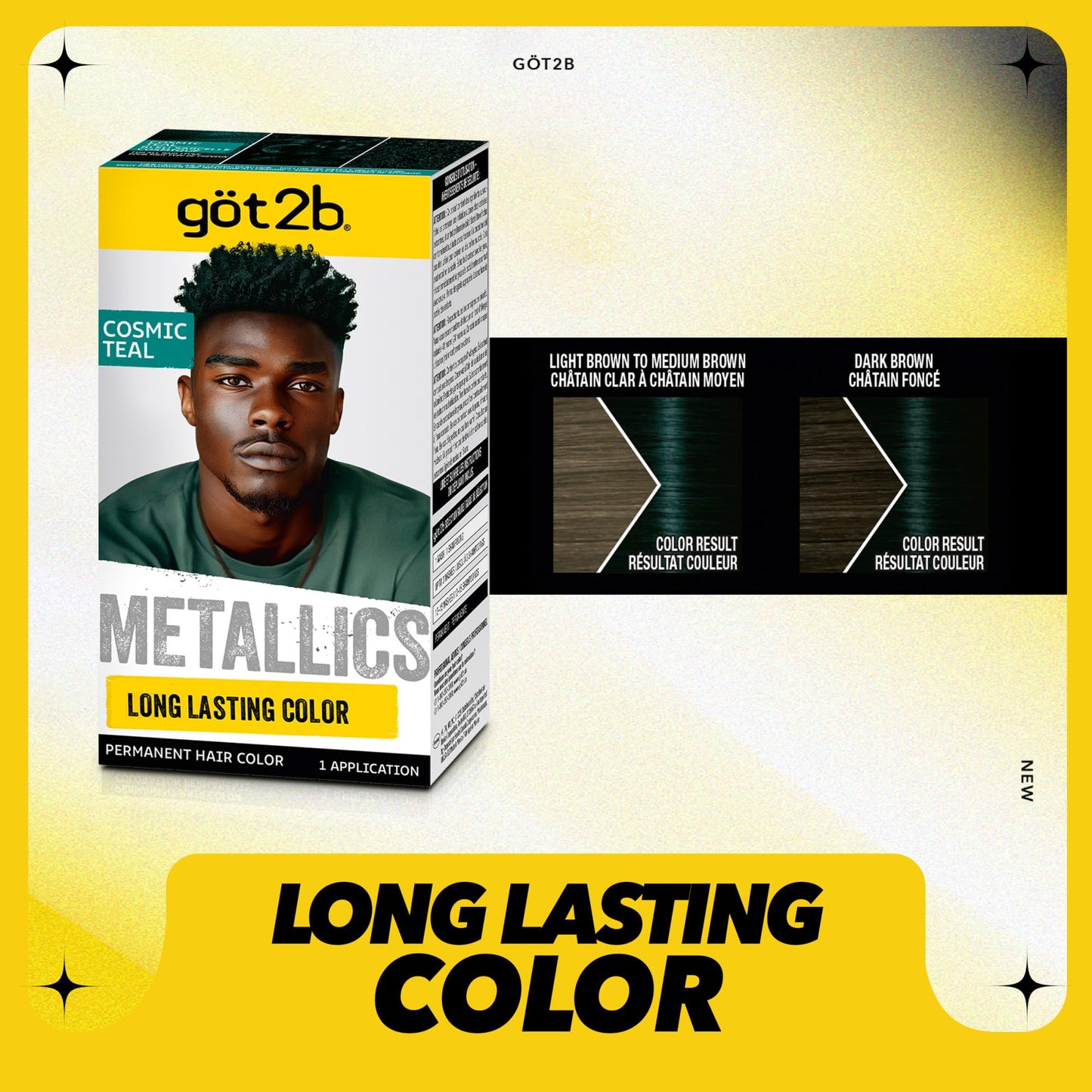 got2b Metallics Permanent Hair Dye,Cosmic Teal M75, Hair Color for Women & Men, Formulated with Metallic-Shine Booster for Cool, Shimmering Tones