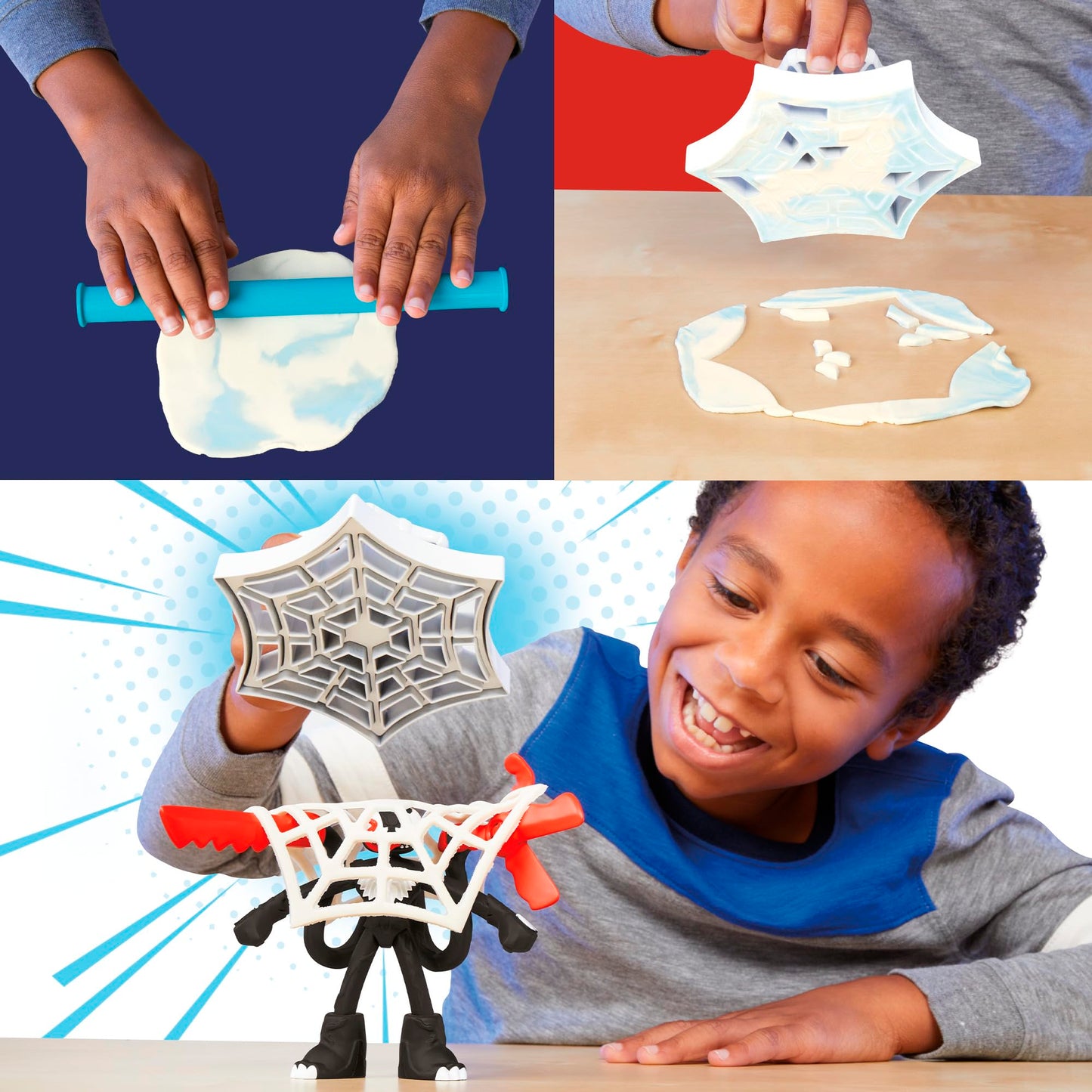 Play-Doh Marvel Spider-Man Launch & Slice Battle Playset with 2 Bendy Action Figures and 7 Accessories, Imagination Toys for Boys & Girls 4 Years & Up