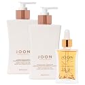 Joon Moisturizing Trio Set | 1.1oz Saffron Hair Elixir, 10.1oz Saffron Rose Shampoo and Conditioner