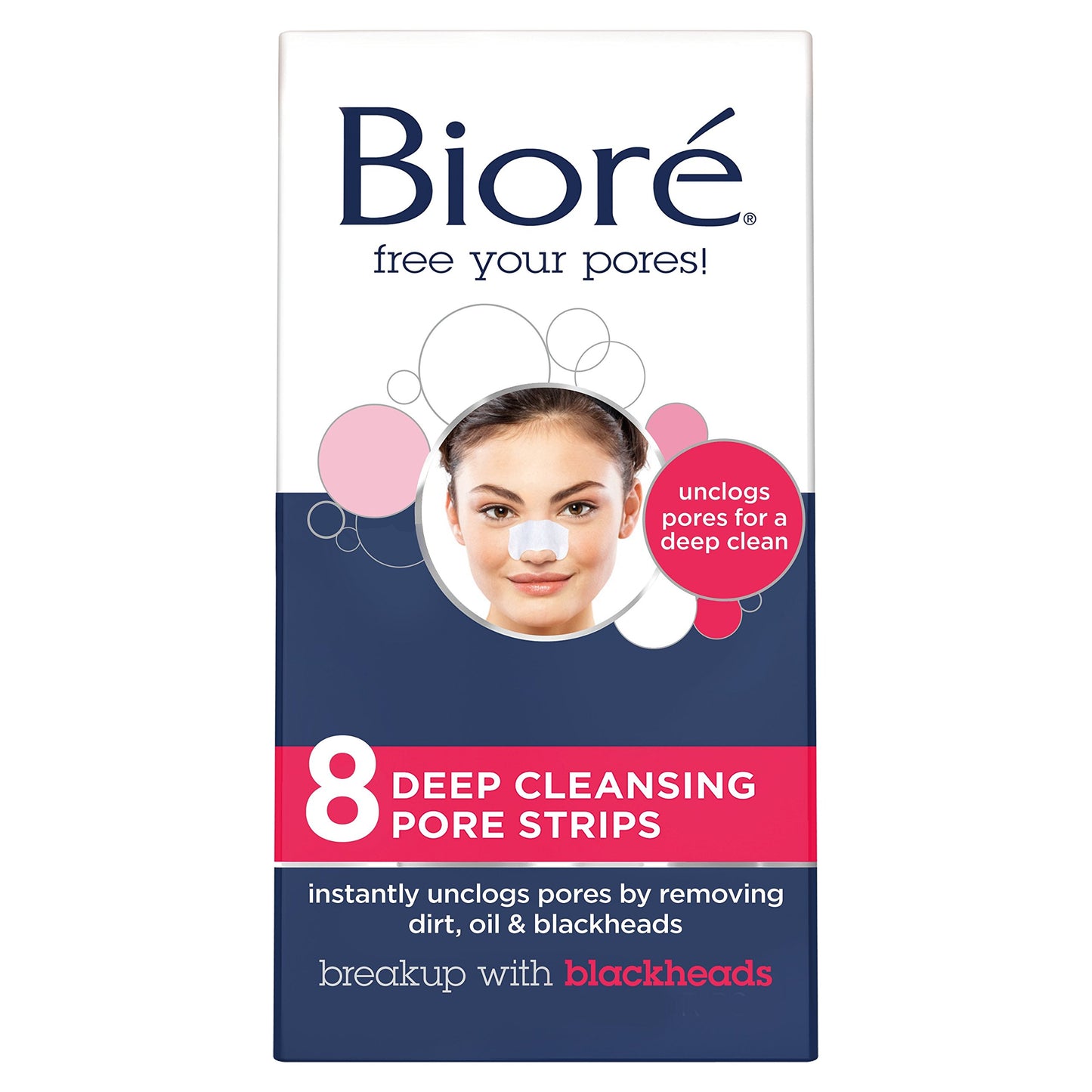 Bior?© Original, Deep Cleansing Pore Strips, 8 Nose Strips for Blackhead Removal, with Instant Pore Unclogging, features C-Bond Technology, Oil-Free
