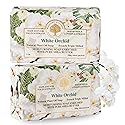 Wavertree & London White Orchid Scented Natural Soap (2 Bars), 7oz Moisturizing French Triple Milled Soap Bars enriched with shea butter - Pure Plant