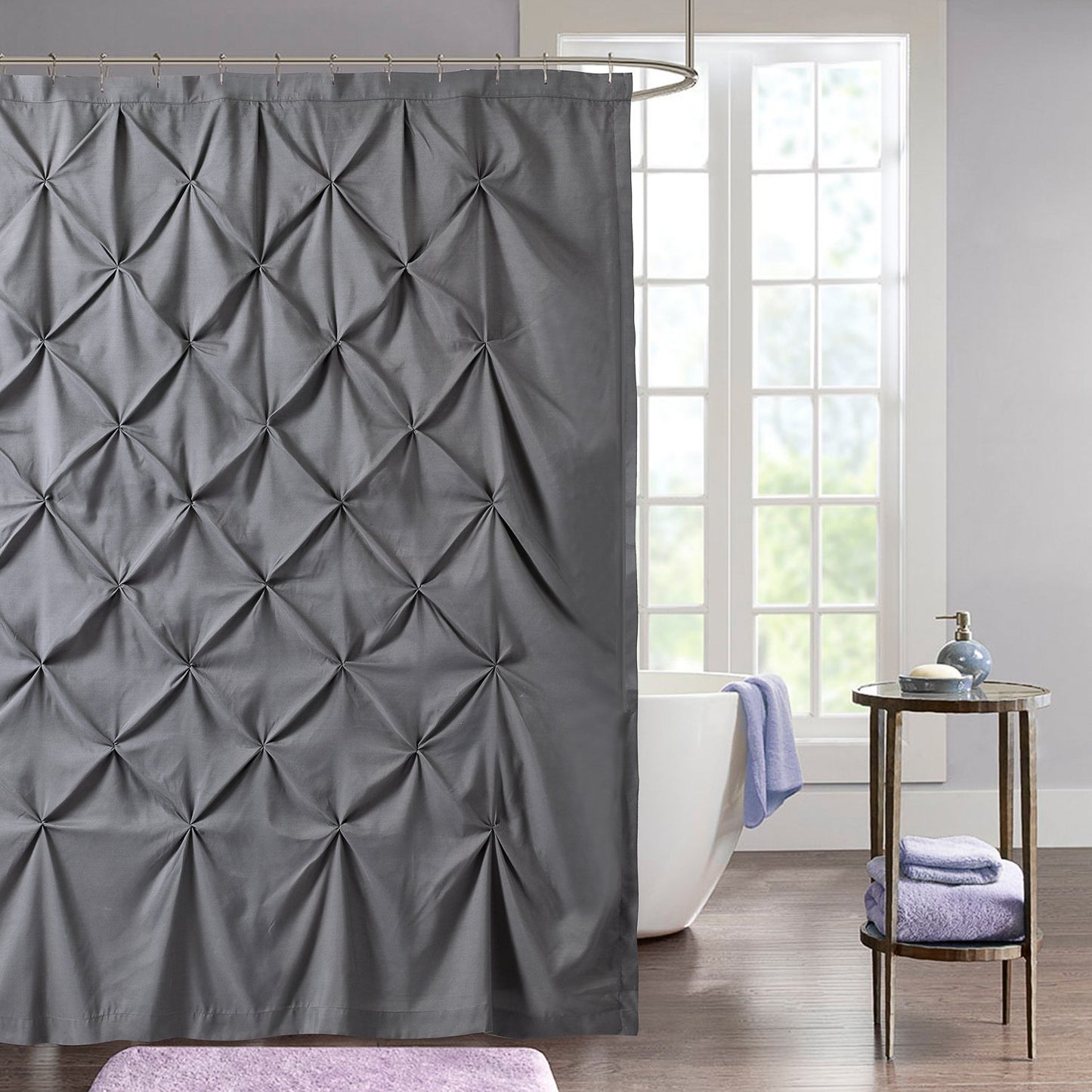 Sweet Home Collection PINTCK-SC-Gry Fabric Shower Curtain, 70" x 72", Gray(Pack of 1)