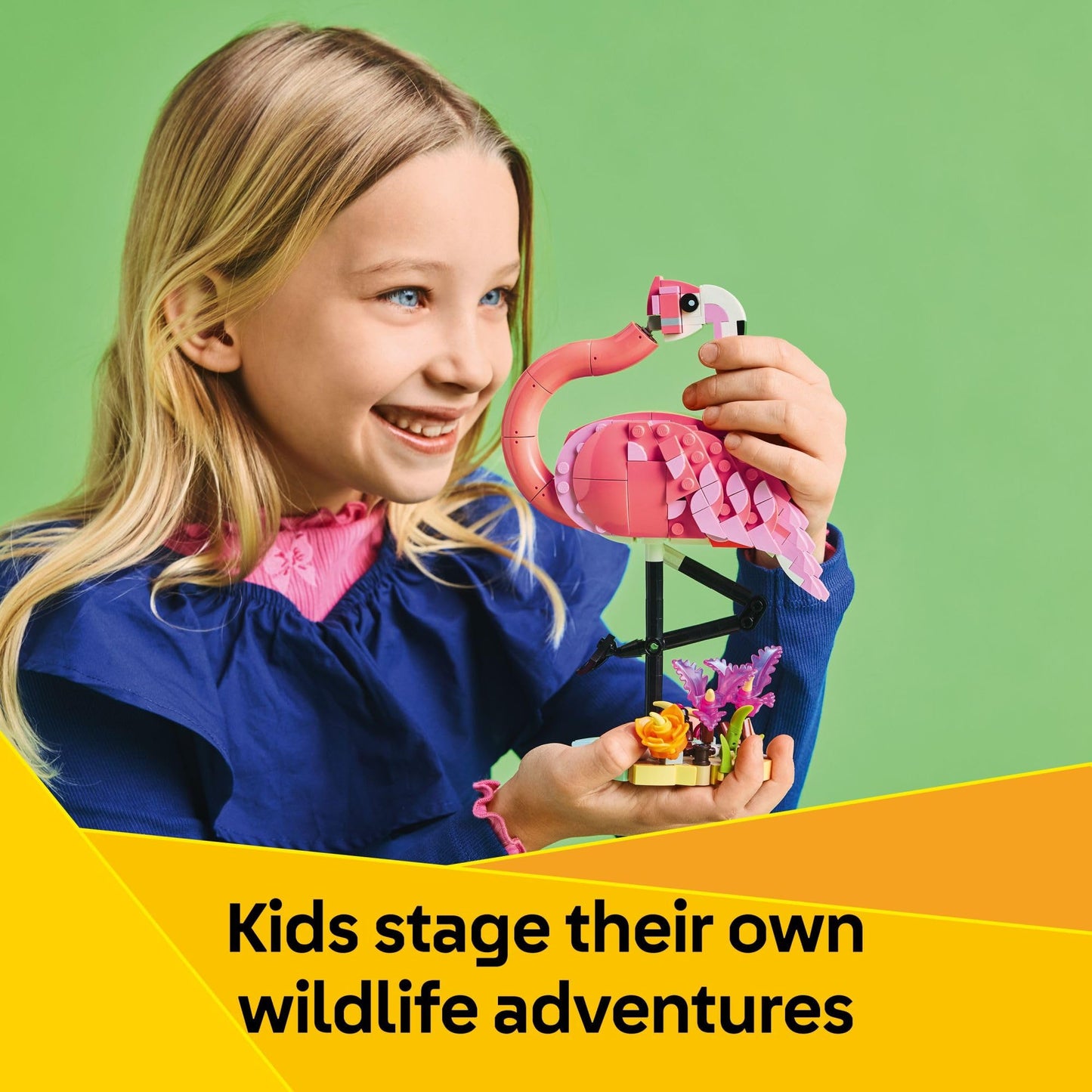 LEGO Creator 3 in 1 Wild Animals Pink Flamingo 31170, Build Flamingo, Cockatoo or Axolotl, Fun Animal Building Toy for Kids Ages 8+