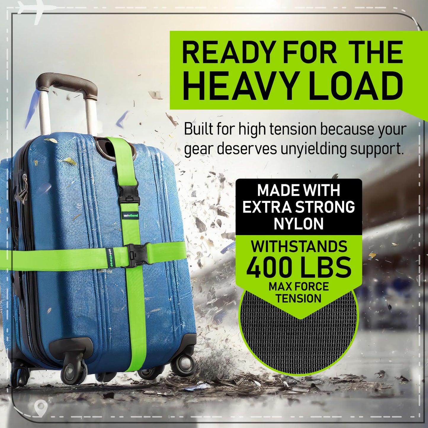 Untethered TSA Approved Luggage Straps – 4 Pack Adjustable Suitcase Belts with Heavy-Duty Buckles for Secure Checked Bags & Travel