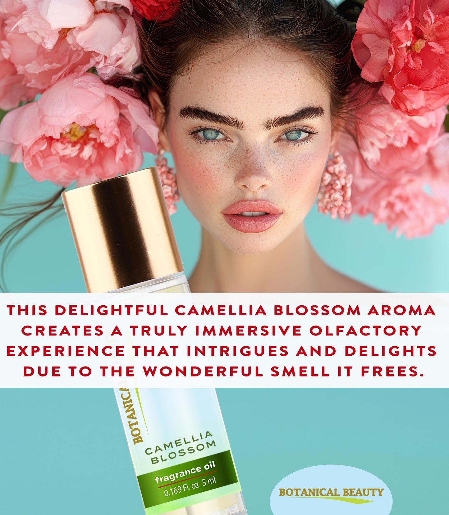 Botanical Beauty CAMELLIA BLOSSOM FRAGRANCE OIL ROLL-ON 0.338 Fl Oz 10 ml Rollerball Perfume, Long Lasting an luxury scent of blend of Magnolia