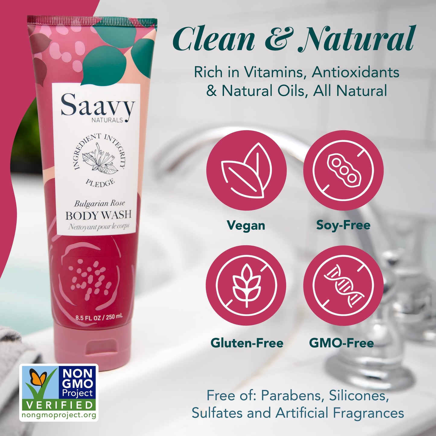 Saavy Naturals Deeply Hydrating Body Cream for Dry Skin - Nourishing Shea Butter, Plant-Based & Sustainably Sourced - Bulgarian Rose - 8.5 fl oz, 2