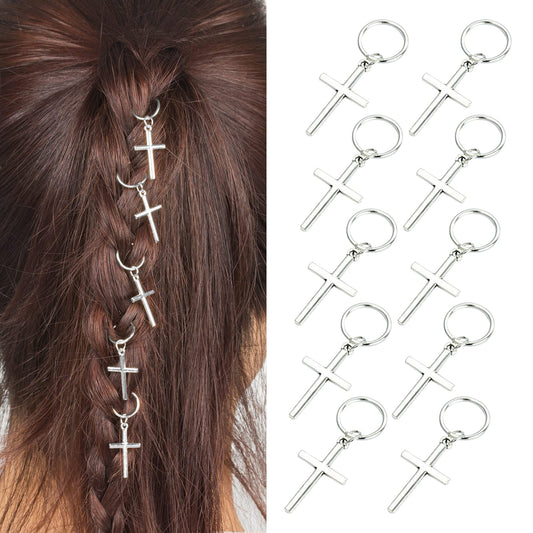 10-Piece Gold & Silver Alloy Hair Clips, Hair Accessories for Braids with Butterfly Charms, Braid Clips with Crystal Accents, Hair Jewelry Hair Cuffs
