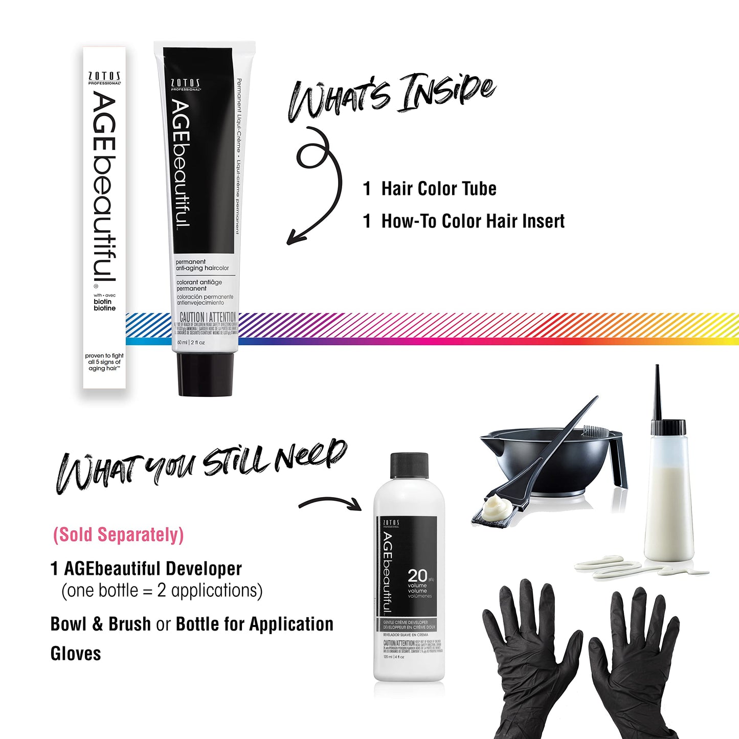 AGE beautiful Permanent Hair Color Dye Liqui Creme | 100% Gray Coverage | Anti-Aging Haircolor | Biotin for Thicker, Fuller Hair | Professional Salon