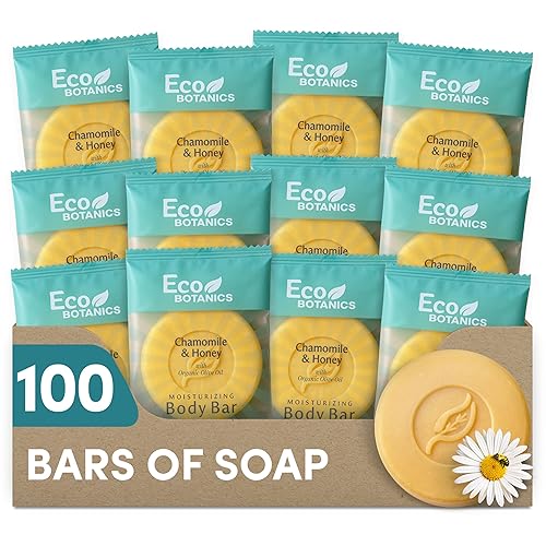 Eco Botanics Travel Size Hotel Toiletry Set 100 Count 0.85 oz Bottles Guest Amenities for Vacation Rentals and Short Term Rentals Paraben Free White