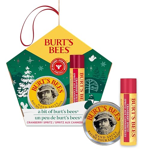 Burt's Bees A Bit of Burt's Bees Cranberry Spritz Lip Balm and Hand Salve Gift Set, Natural Origin Skin Care and Lip Care, 2-Piece Set, 0.15 oz./0.3
