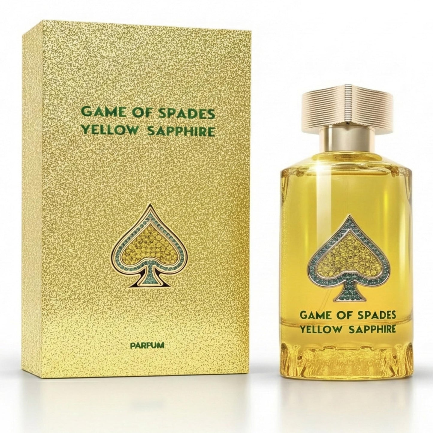Jo Milano Game of Spades Yellow Sapphire Parfum Spray | 3.4 oz (100ml) | Amber, Sweet, Musky, Rose, Oud, Floral Scent | Long Lasting Fragrance for Men