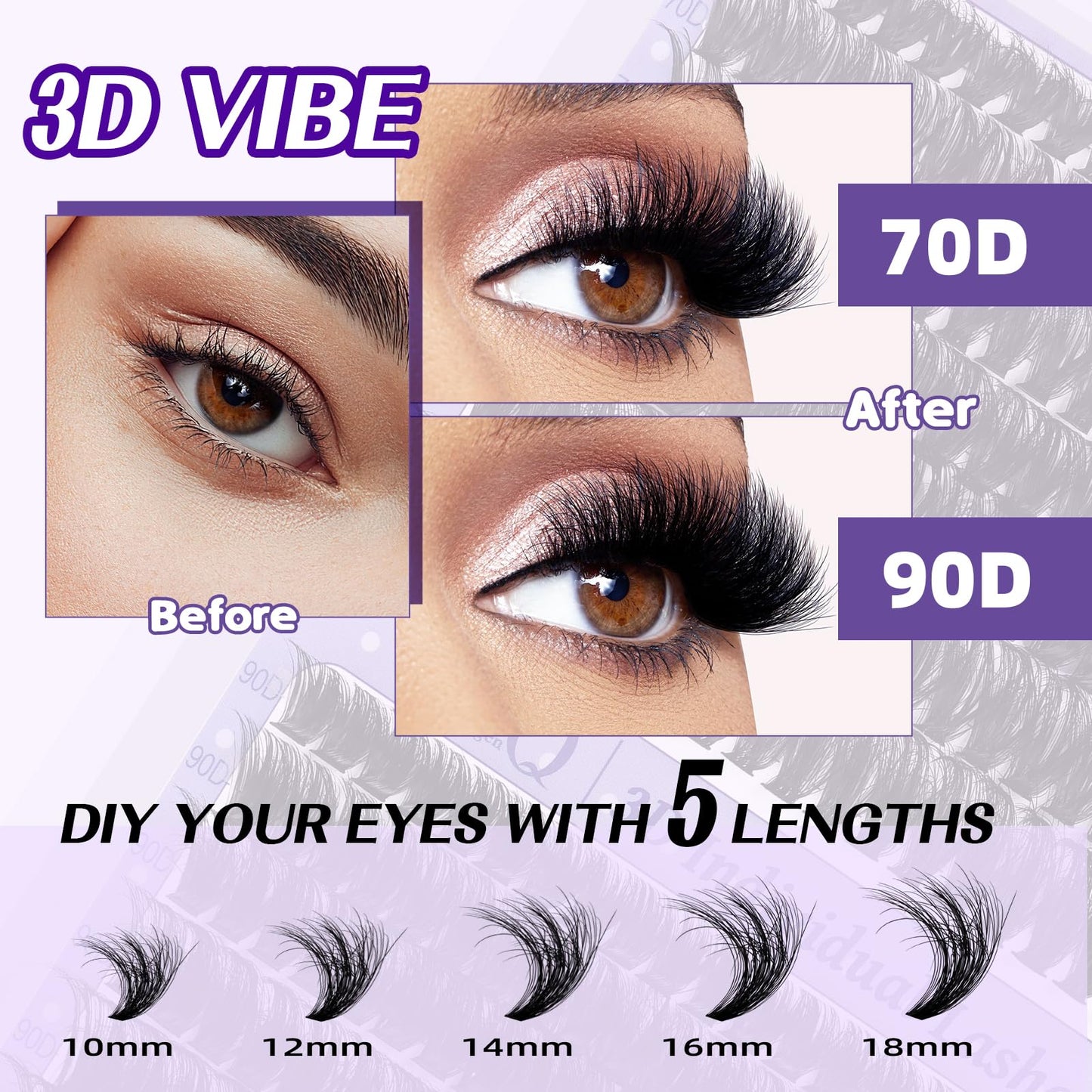 B&Qaugen Lash Clusters Natural Cluster Eyelash Extensions 144 PCS Eyelash Clusters D Curl Z01 Superfine Band Individual Lashes for Beginners Beauty and Personal Care B&Qaugen