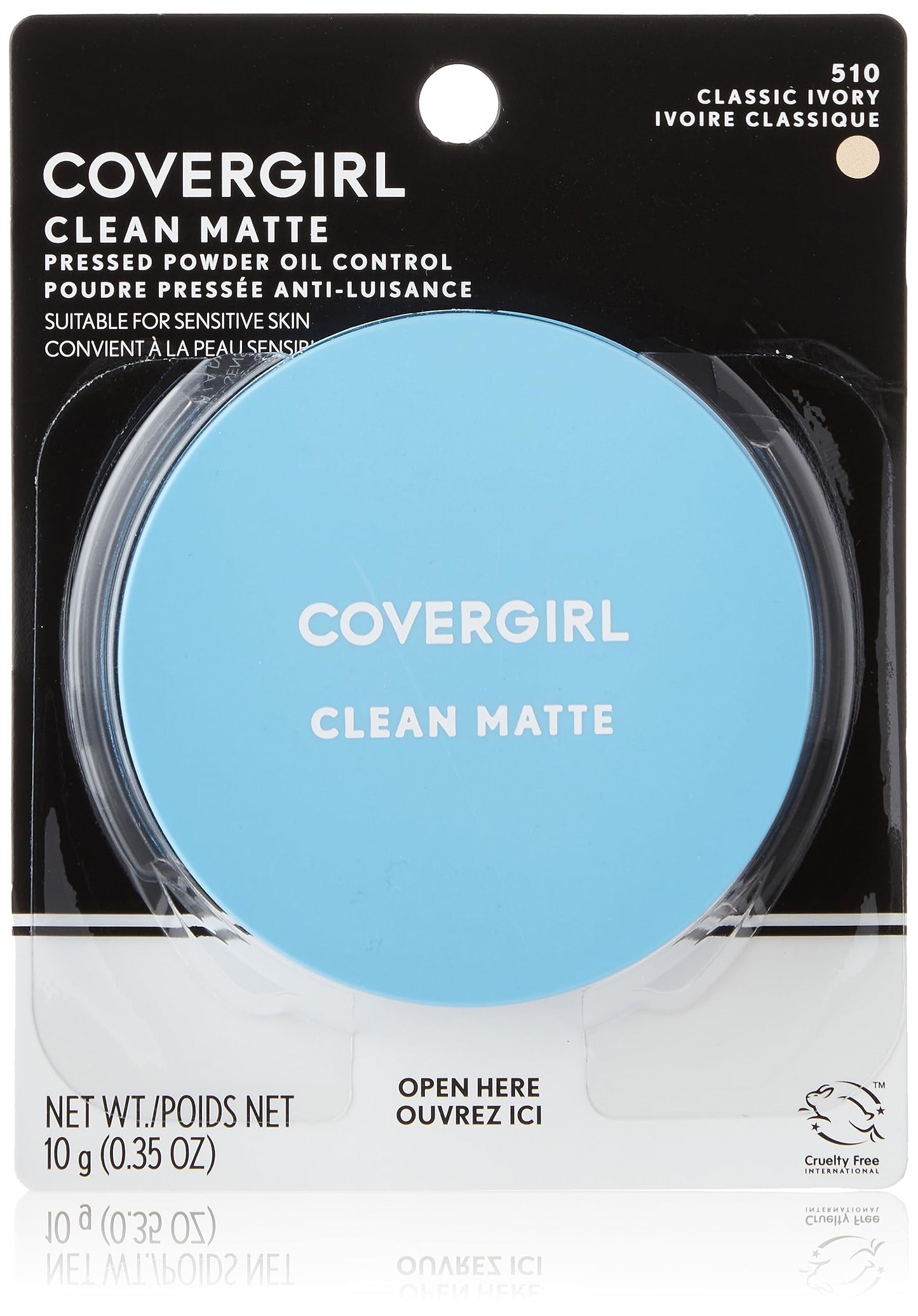 COVERGIRL Clean Matte Pressed Powder, Oil Control Powder, 1 container, .35 Fl Oz, Face Powder, Oil Free Loose Powder, Matte Finish, Lightweight, Shine