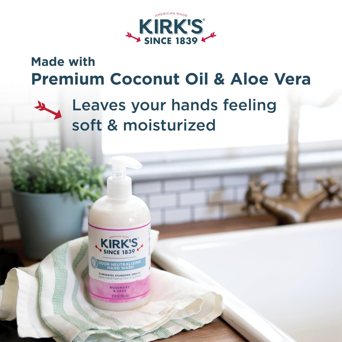 Kirk's Odor Neutralizing Hydrating Hand Soap, Rosemary Sage 12 Ounce