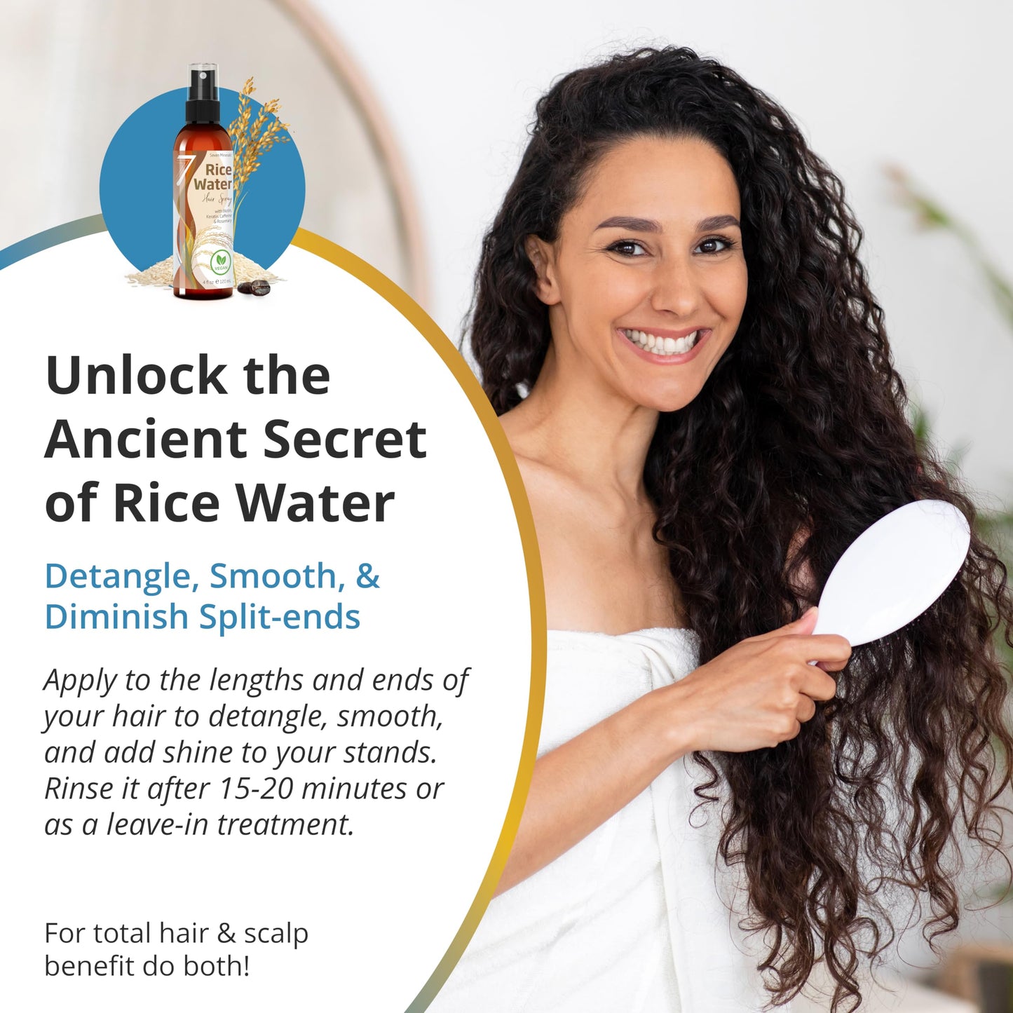 NEW Fermented Rice Water for Hair Growth - Infused with Rosemary, Biotin, Caffeine, Keratin Vegan Non-Greasy Spray Naturally Thicker, Longer, Softer Beauty and Personal Care Seven Minerals
