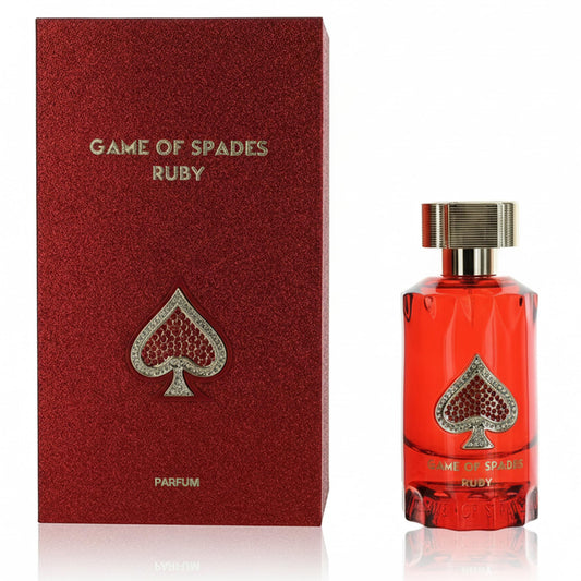 Jo Milano Game of Spades Ruby Parfum Spray | 3.4 oz (100ml) | Fruity, Amber, Sweet, Musky, Rose, Saffron Scent | Long Lasting Fragrance for Men