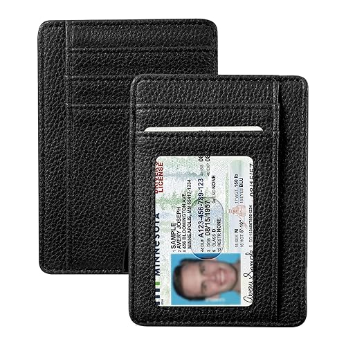 Fintie Slim Minimalist Front Pocket Wallet, RFID Blocking Credit Card Holder Card Cases with ID Window for Men Women (Black)