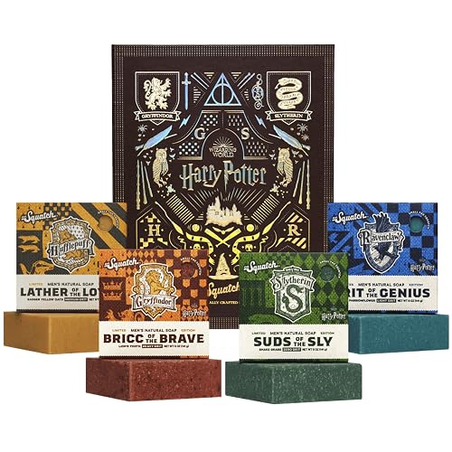 Dr. Squatch Harry Potter Collection with Collector's Box - Men's Natural Bar Soap 4 Pack Bundle and Collector's Box - Soap inspired by Gryffindor