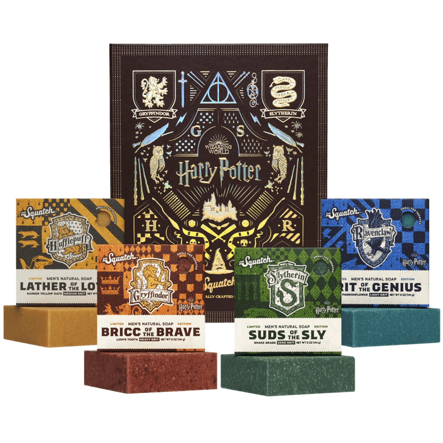 Dr. Squatch Harry Potter Collection with Collector's Box - Men's Natural Bar Soap 4 Pack Bundle and Collector's Box - Soap inspired by Gryffindor