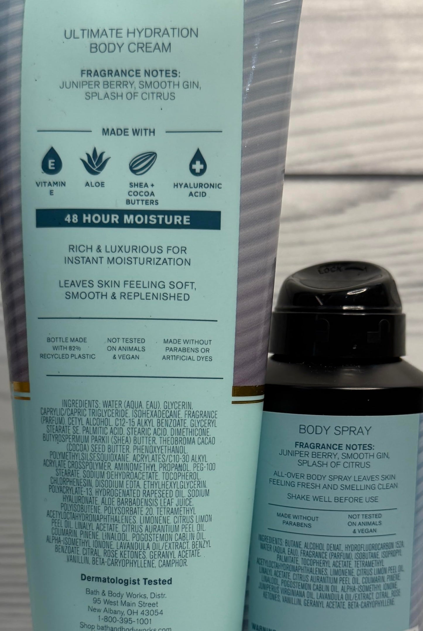 Bath & Body Works Distiller's Gin Body Cream and Spray 2 Piece Set