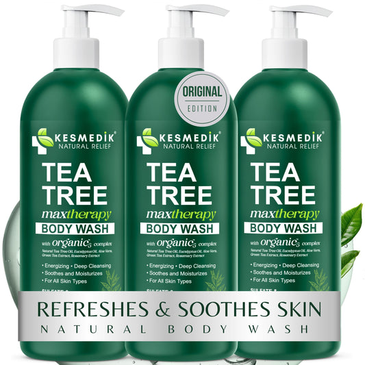 KESMEDIK Tea Tree Body Wash MaxTherapy with Eucalyptus, Aloe & 100% Tea Tree Oil for Skin, Cleans, Soothes and Refreshes Sensitive, Itchy Skin, Body Beauty and Personal Care KESMEDIK Default Title