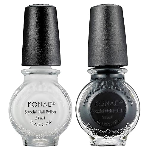 K0nad Nail Art Stamping Polish 11ml - Set of 2 (Black & White Set) Beauty & Personal Care KONAD