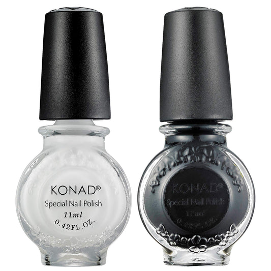 K0nad Nail Art Stamping Polish 11ml - Set of 2 (Black & White Set) Beauty & Personal Care KONAD
