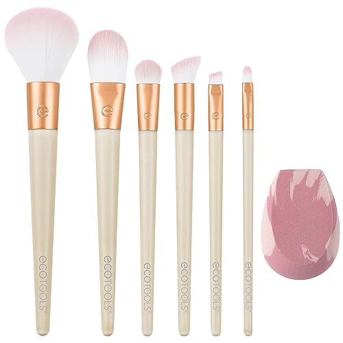 EcoTools Limited Edition Wrapped In Glow Makeup Brush & Sponge Kit, Makeup Blender & Face Brushes, Seamless Application and Buildable Coverage