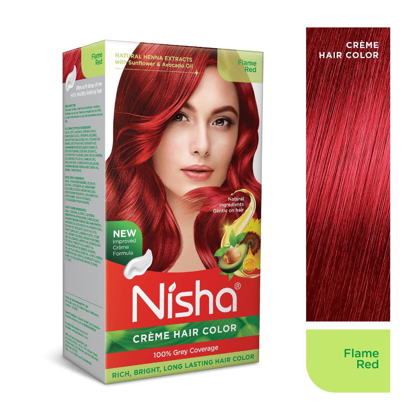 Nisha cream hair color Fashion Highlights And Rich Bright Long-Lasting Colour Flame Red Pack of 2