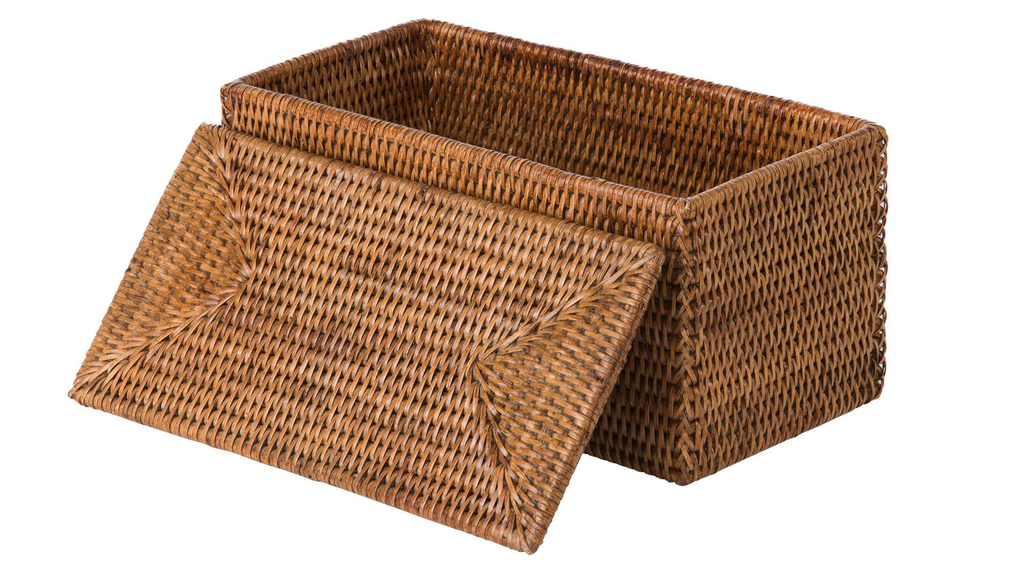 KOUBOO La Jolla Rattan Box, Toilet Roll Storage, Storage Boxes, Rattan Basket Decorative Boxes, Storage Container, Rectangular, Honey - Brown