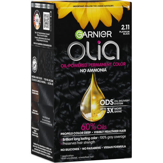 Garnier Olia Hair Color, Ammonia-Free Permanent Hair Dye, Oil-Powered Formula for 100% Gray Coverage and 3x Shinier Hair, Vegan & Cruelty Free, 2.11 Beauty & Personal Care Garnier