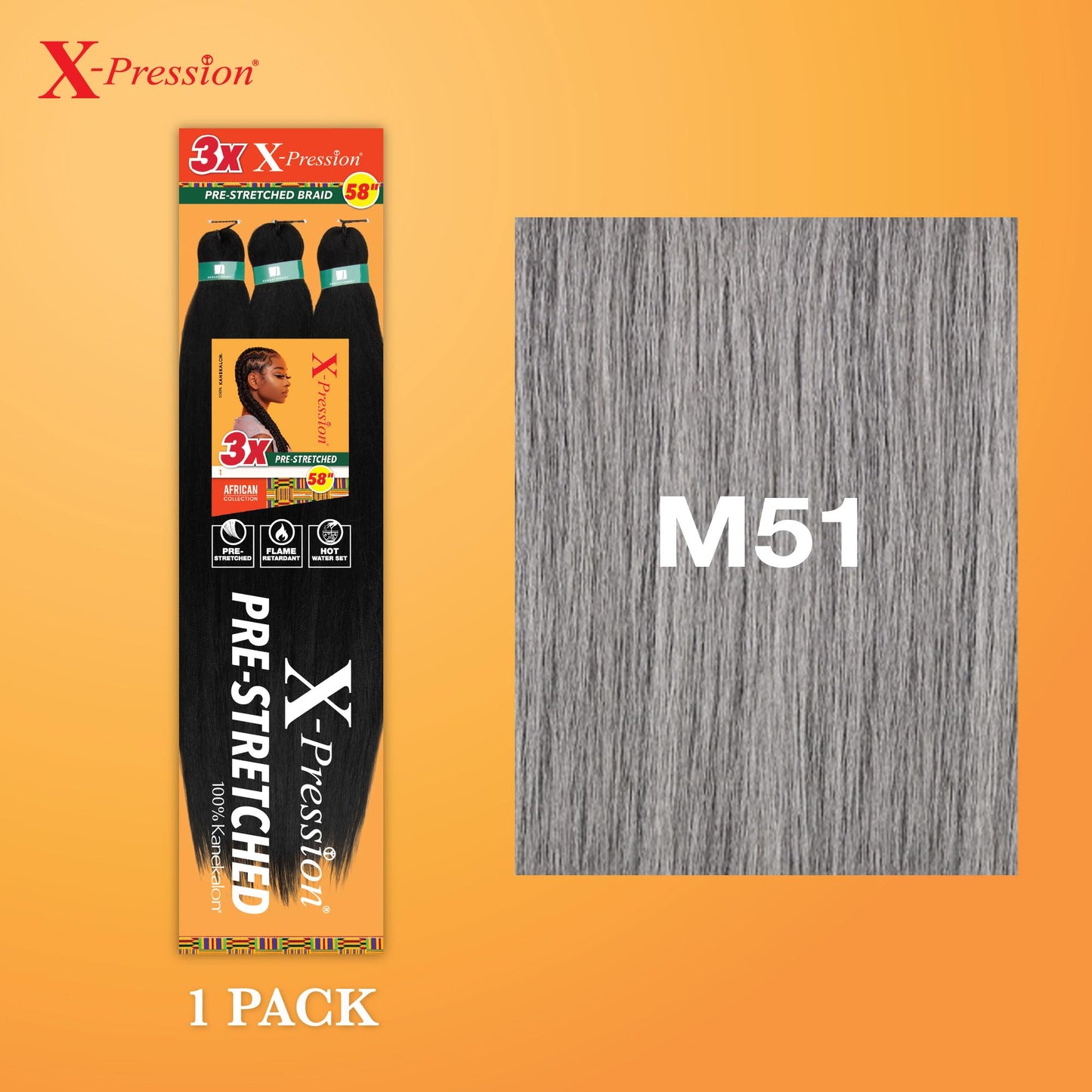 Sensationnel X-pression prestretched braiding hair - 3x braid 58 inch all kanekalon flame retardant synthetic braid for box braids and twists (1 pack Beauty and Personal Care Sensationnel