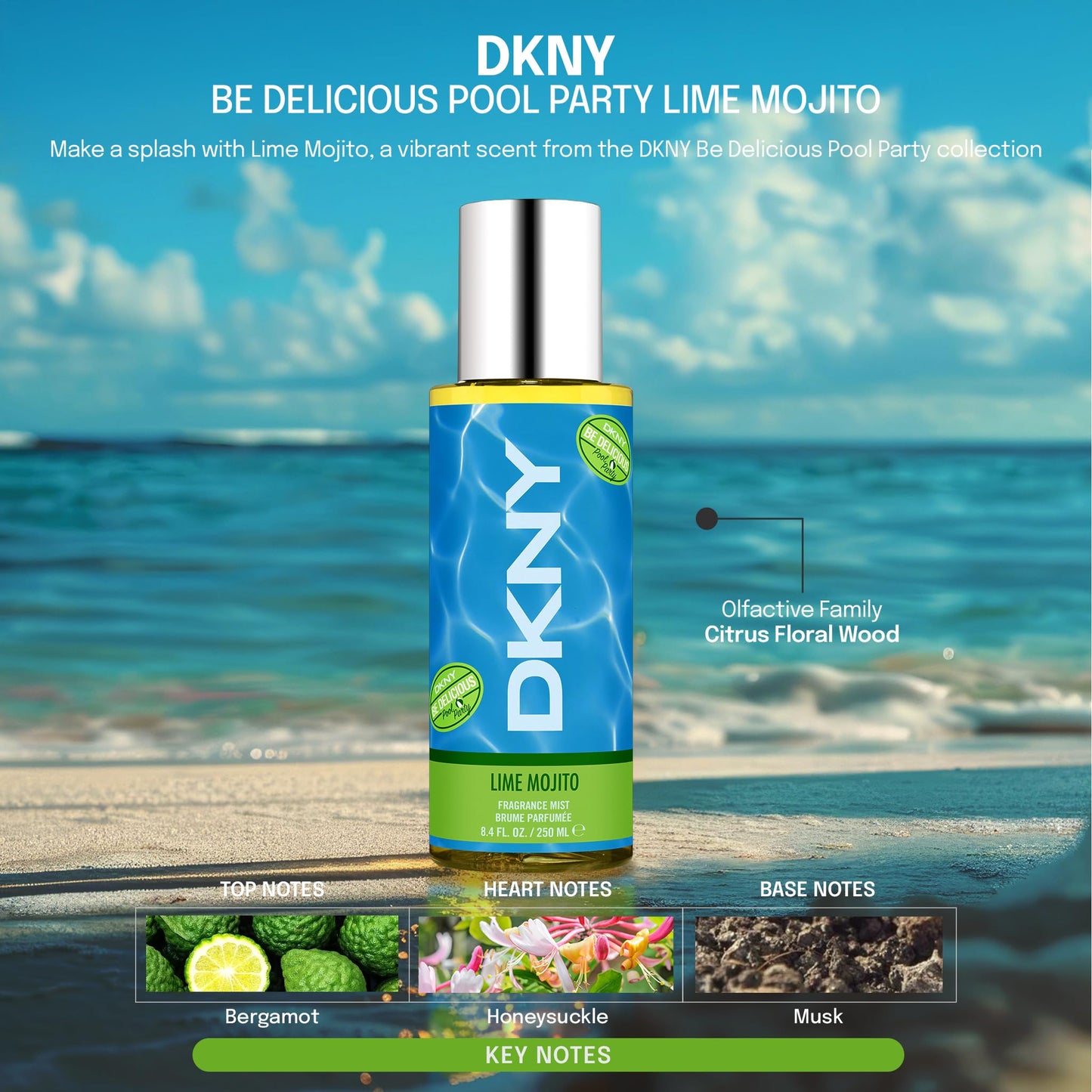 DKNY Be Delicious Pool Party Fragrance Mist For Women, Lime Mojito, 8.4 Fl. Oz.