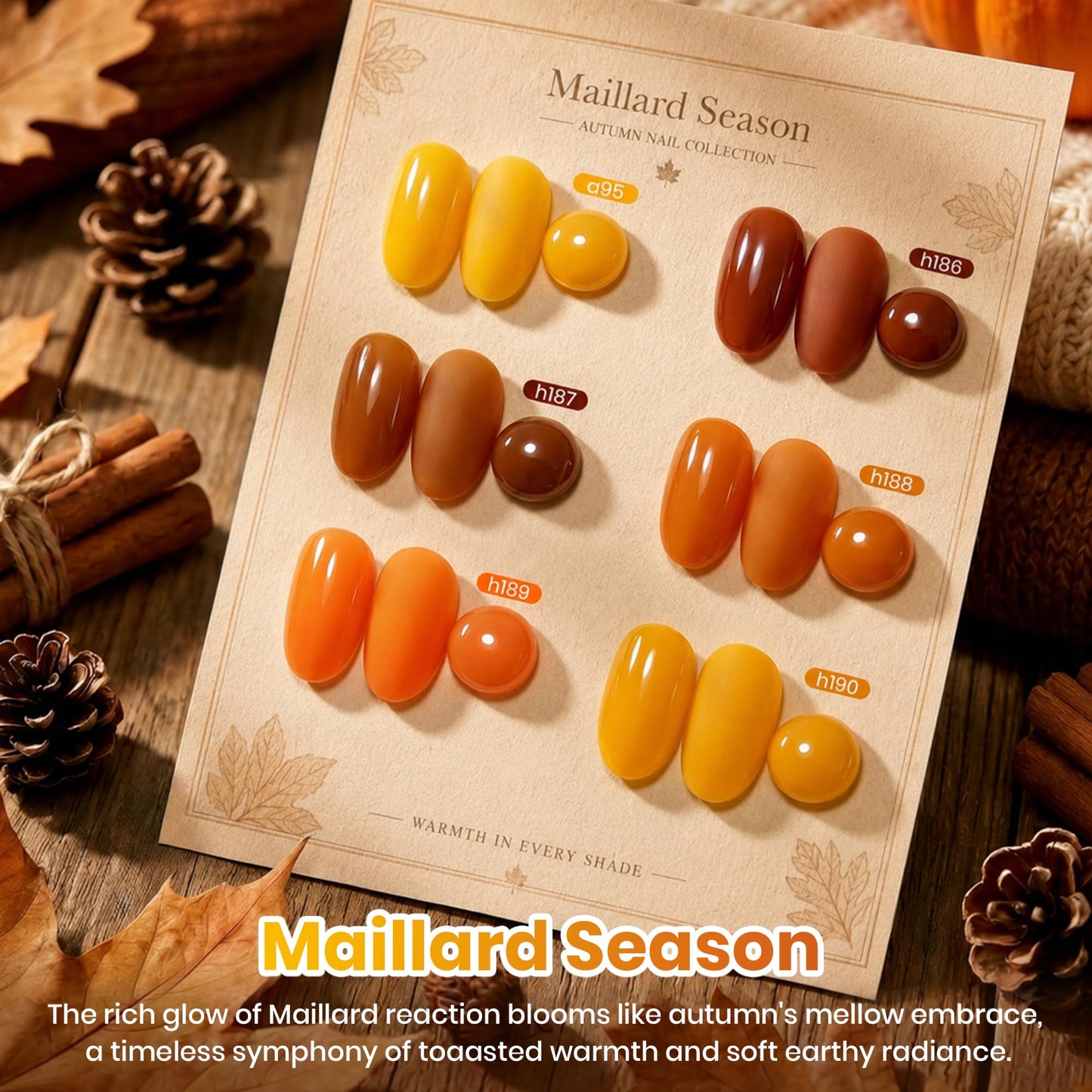Beetles Fall Gel Polish Set - Maillard Season Collection, 6 Colors Brown Orange Yellow Fall Colors Polish Kit, Soak off Uv Led Lamp Needed Manicure Beauty and Personal Care beetles Gel Polish