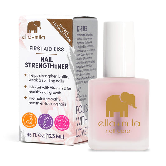 ella+mila "First Aid Kiss" Nail Strengthener and Growth treatment- Nail Repair Solution & Growth Treatment for Thin, Brittle & Damaged Nails - Nail