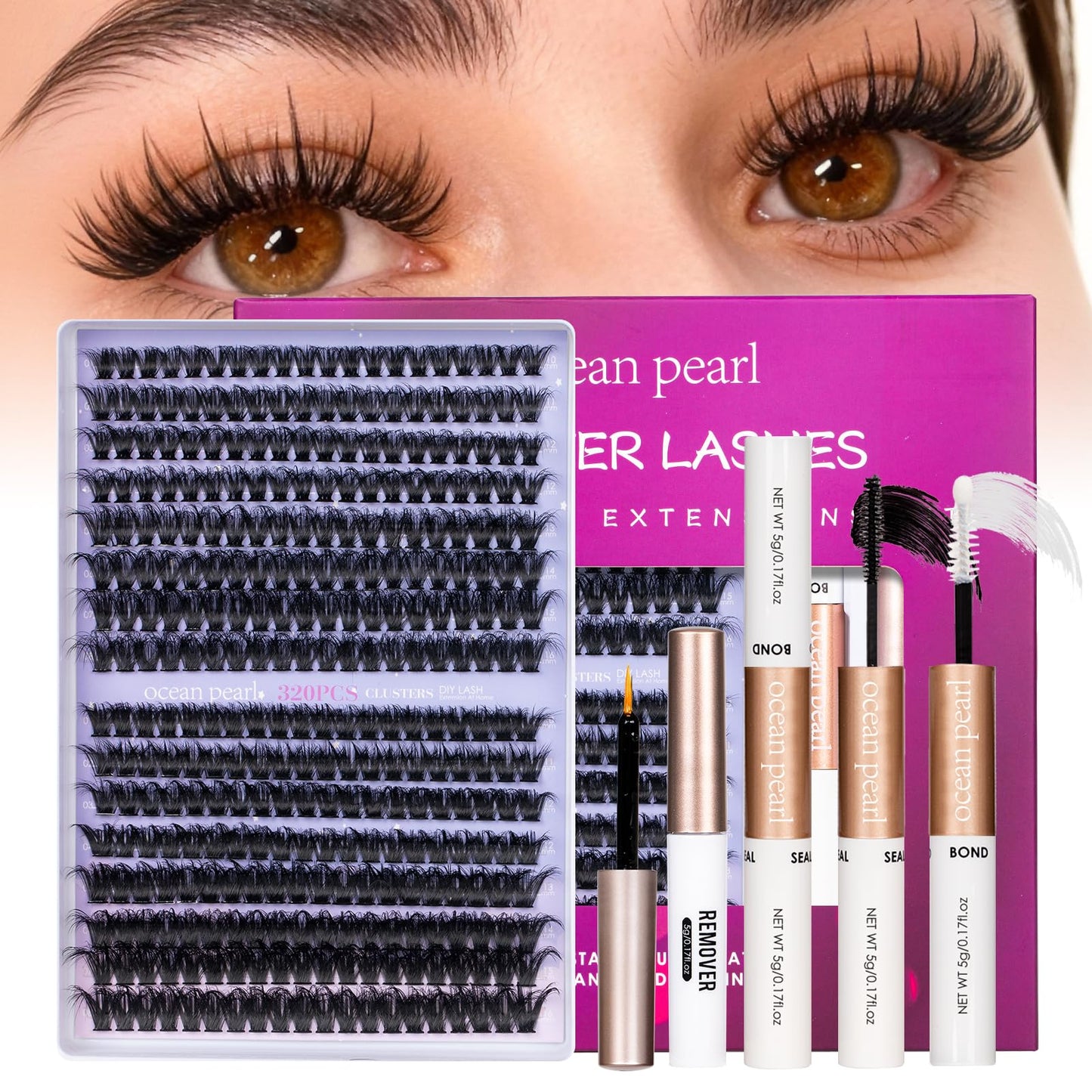 Ocean Pearl Lash Clusters 320pcs 3D Thick Lash Clusters kit 60D+80D Lashes,Eyelashes,Lash Extension Kit,Eyelash Clusters with lash Beauty and Personal Care Ocean Pearl