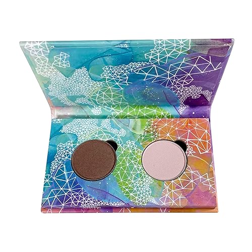 Honeybee Gardens Mini Skinny Duo Eye Shadow Compact in Tippy Taupe and Porcelain, Longlasting, Refillable & Customizable, Vegan, 26mm Pans