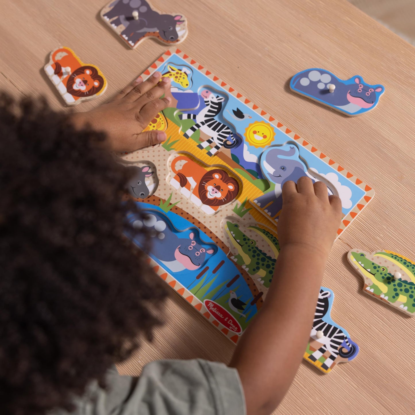 Melissa & Doug 4 Pack Wooden Peg Puzzle Set – Vehicle, Farm, Safari & Pet Animals – Educational Puzzles for Toddlers Ages 2+