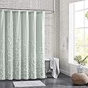 Peri Home 100% Cotton Sage Fabric Shower Curtain for Bathroom, 72 x 72 inches, Green Chenille Rose
